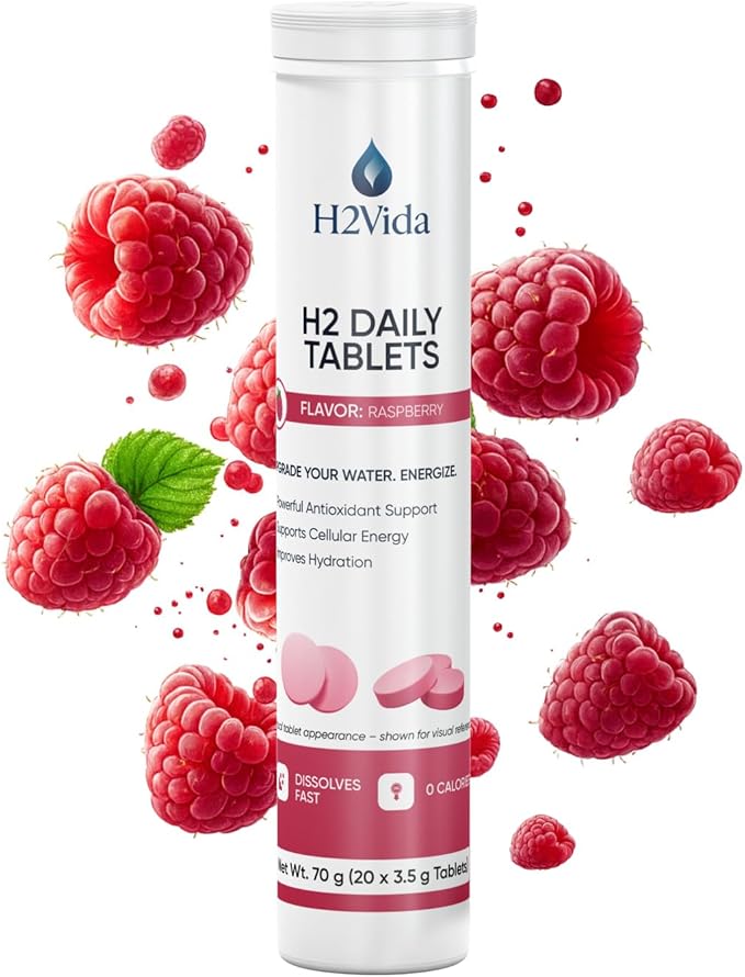 Hydrogen Water Tablets – Magnesium Supplement for Energy, Detox, Hydration & Focus – Energy Booster – 1Pack Raspberry Flavored 20 Tablets