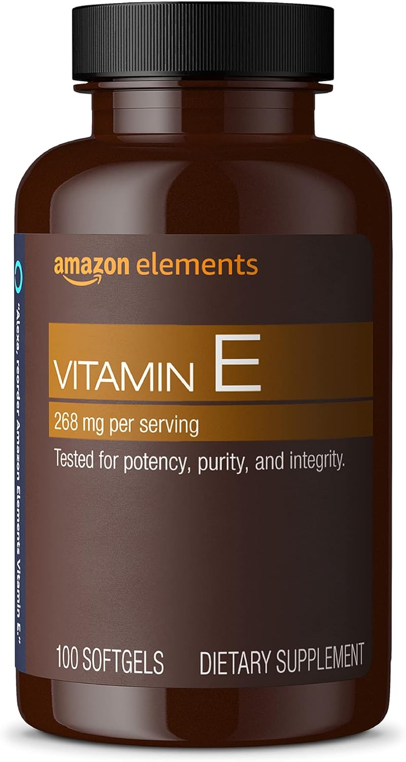 Amazon Elements Vitamin E, 400 IU, 100 Softgels, 100 days of supply (Packaging may vary)