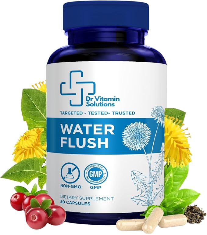 Diuretic Water Pills - Water Flush - Debloating for Women and Men, Relief from Swelling, Water Retention - Green Tea, Dandelion Leaf and Cranberry Powder Detox (1 Bottle, 50 Capsules)