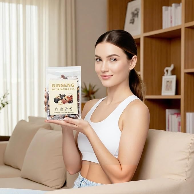 Ginseng Six Treasures Kidney Tea - Traditional Chinese Herbal Tea with Ingredients, 6 Precious Herbs Formula (50 Tea Bags)