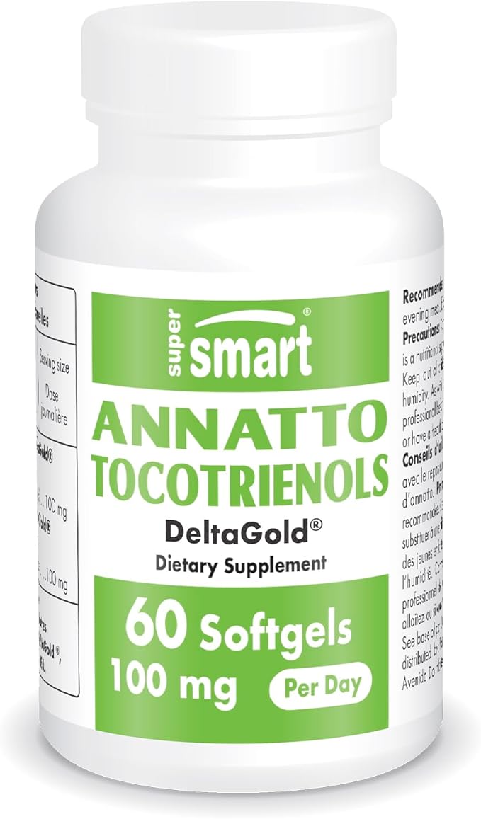 Supersmart Annatto Tocotrienols 100mg per Day (DeltaGold Vitamin E) - Tocotrienols Supplement | Non-GMO & Gluten Free - 60 Softgels