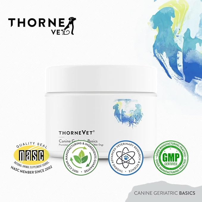ThorneVET Canine Geriatric Basics – Senior Dog Multi-Vitamin/Mineral Powder Formula Supports Healthy Cognition, Joints, and Eyes, 90 Scoops