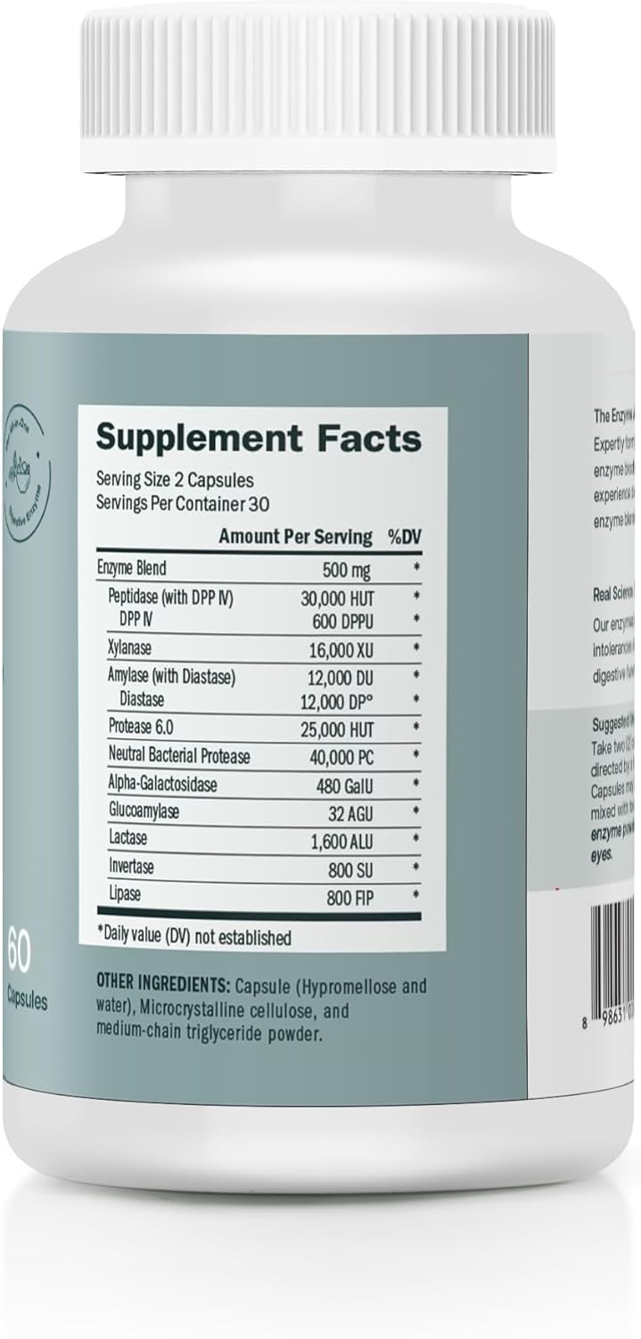 TriEnza - Digestive Enzyme Supplement for Gluten, Casein, Soy, Proteins, Carbohydrates, Fats & Polyphenols - Digestive Enzymes for Women & Men (60 Capsules)