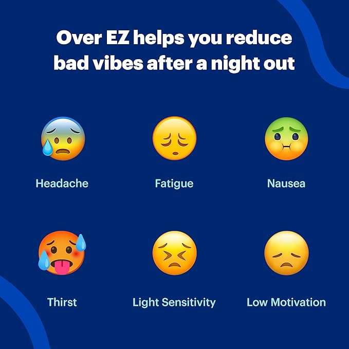 OVER EZ Pre-Drink Supplement - Party Recovery & Prevention Pills for a Night Out & Better Mornings (12 Capsules) & Milk Thistle, Amino Acids, Vitamin Bs
