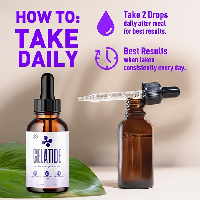 (2 Pack) Gelatide Drops, Official Gelatide Health Support Formula with All Natural Ingredients, Advanced Active Lifestyle Support Supplement Max Strength Vitamin Formula for Women & Men (60 Servings)