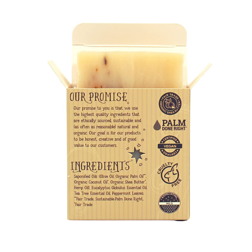 Varina Organic Eucalyptus Hemp & Tea Tree Bar Soap - Gentle Cleansing for Sensitive Skin, Herbal and Mint - 3 Pack