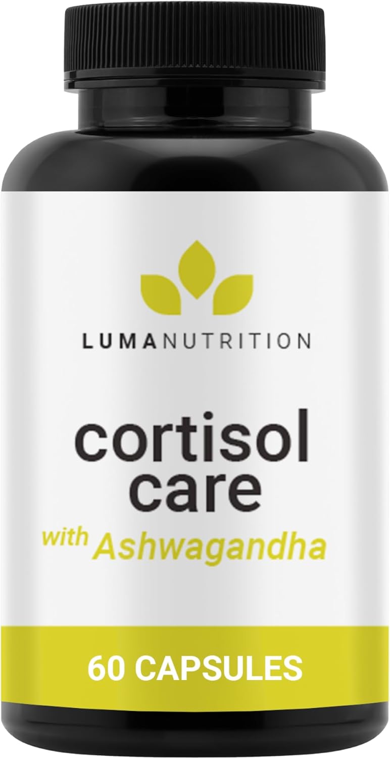 Luma Nutrition Cortisol Reducer and Manager - Ashwagandha + L-Theanine - Cortisol Supplements for Women and Men - Stress Relief, Restful Sleep, Detox, Lower and Control - 60 Capsules