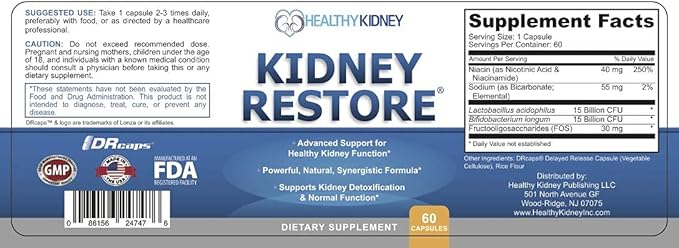 Kidney Cleanse Detox & Repair - Formulated by Kidney Health Expert Living w/Transplant - US Made Kidneys Support Supplement, Detox & Flush - Renal Vitamins 120 Capsules