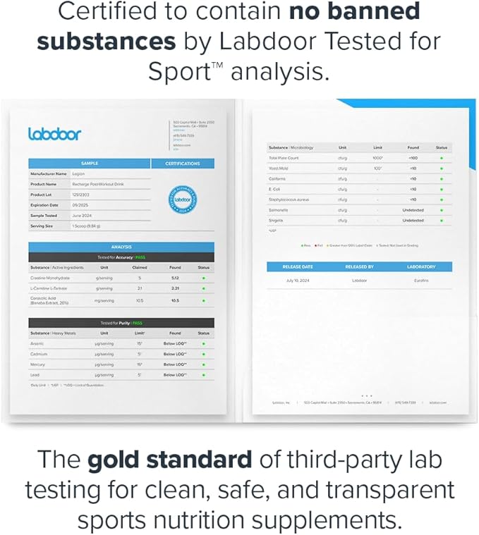 LEGION Athletics Recharge Post Workout Supplement - All Natural Muscle Builder & Recovery Drink with Creatine Monohydrate. Naturally Sweetened & Flavored, Safe & Healthy (Watermelon, 60 Servings)