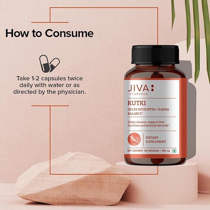 Jiva Ayurveda Kutki Capsules | Traditional Ayurvedic Herbal Supplement | Supports Daily Wellness & Balance | 60 Capsules