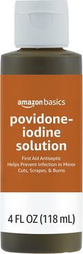 Amazon Basics First Aid Antiseptic, 10% Povidone Iodine Solution , Unflavored, 4 Fluid Ounces, 1-Pack (Previously Solimo)