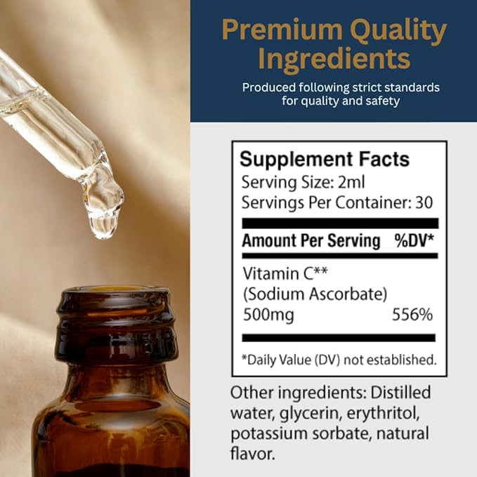 Zenith Labs Liquid Vitamin C Drops for Adults - Nano C Natural Immune Support Supplement, Vitamin C Liquid Supplement for Stronger Immunity - Nanotechnology Micro C Particles for Fast Absorption