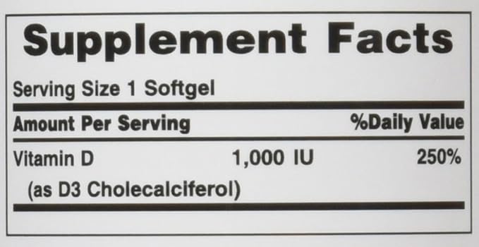 Nature's Bounty Vitamin D3 1000 IU Softgels, Immune Support, Promotes Healthy Bones, 1 Softgel per Day, Gluten Free, 350 Count (Pack of 2)