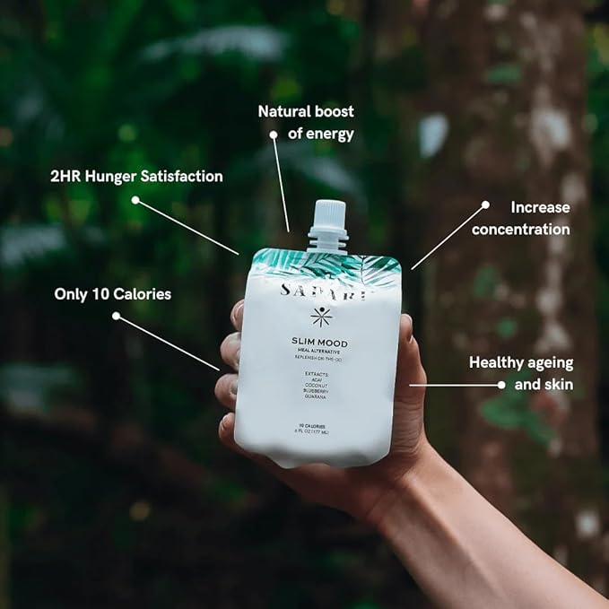 Slim Mood | 10-Calorie Superfruit-Based Replenishment Energy & Daily Vitality Support with Blueberry, Guarana + L-Theanine, 15 Fruits, Vitamins & Electrolytes | Tropical Berry Flavor - 12-Pack