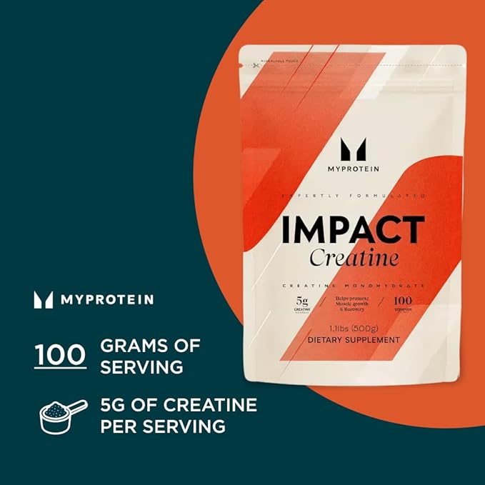 Myprotein Creatine Monohydrate Powder, 100 Servings (1.1lbs), Pure Unflavored Creatine Powder, Post/Pre Workout Supplement for All Sports & Exercises