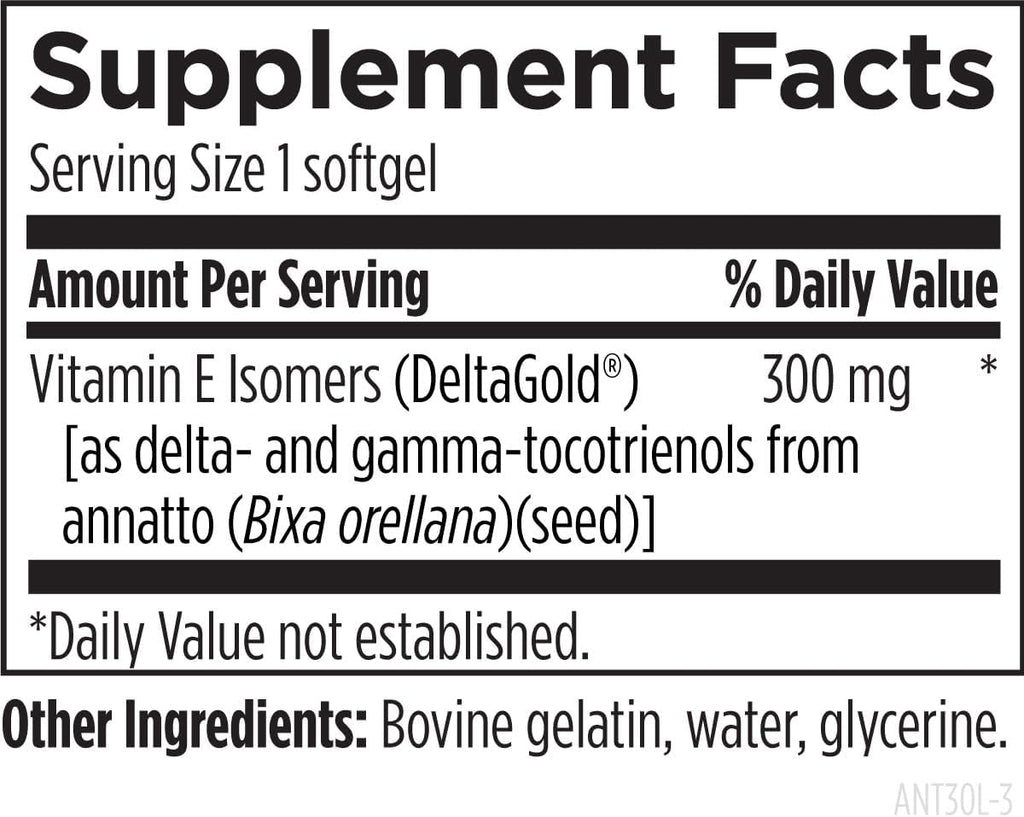 Designs for Health Annatto-E 300mg Tocotrienols Vitamin E - Delta + Gamma Tocotrienols to Support Heart Health, Eye Health, Healthy Aging - DeltaGold Antioxidants Supplement (60 Vitamin E Softgels)
