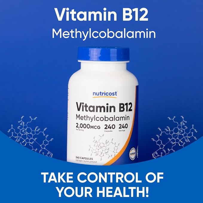 Nutricost Vitamin B12 (Methylcobalamin) 2000mcg, 240 Capsules - Vegetarian Caps, Non-GMO, Gluten Free B12 Supplement (Pack of 2)
