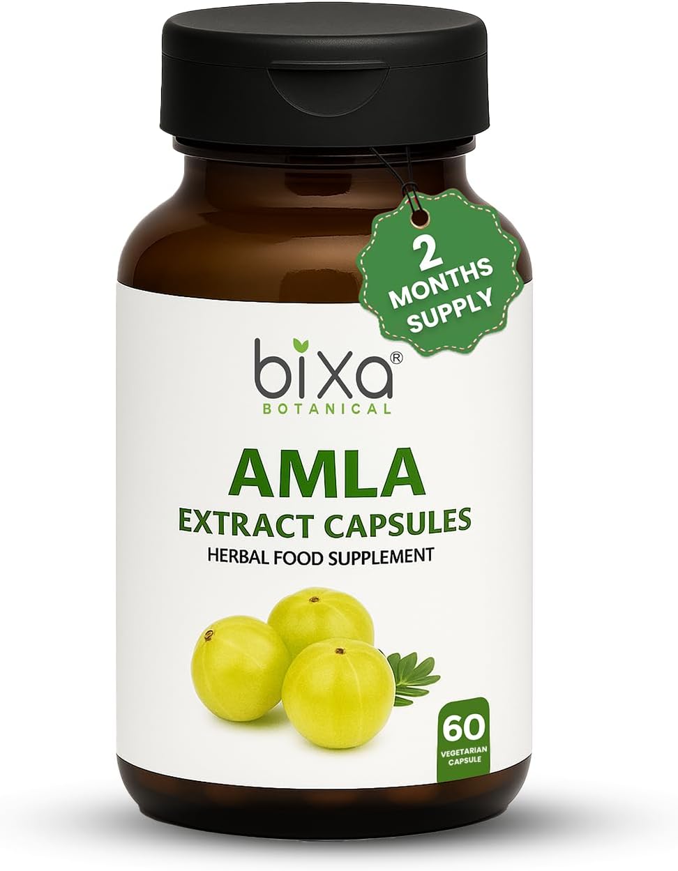 Amla Extract Capsule (Indian Gooseberry, Emblica officinalis) Ideal Vitamin C Supplement | Pure & Natural Super Food Supplement 450 MG Veg Capsules 60 Count (Pack of 1)
