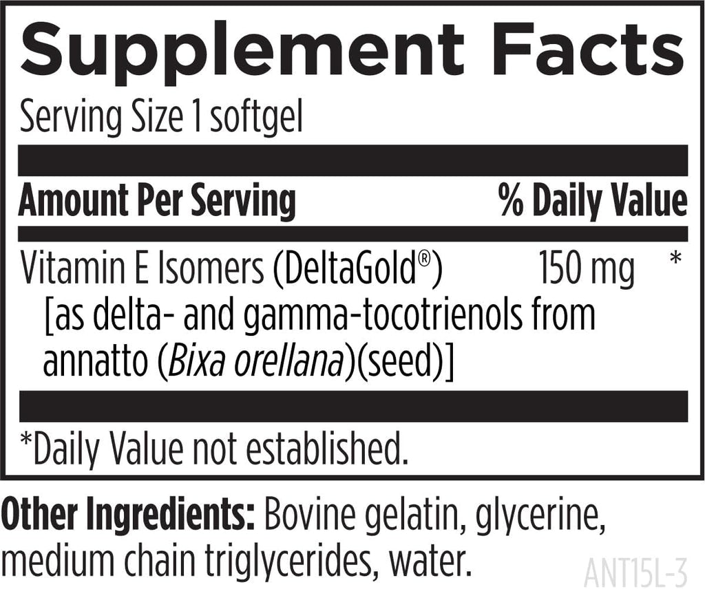 Designs for Health Annatto-E 150mg Tocotrienols - DeltaGold Vitamin E Complex Supplement with Delta + Gamma Tocotrienols - Cardiovascular, Healthy Aging + Antioxidant Support - Non-GMO (60 Softgels)
