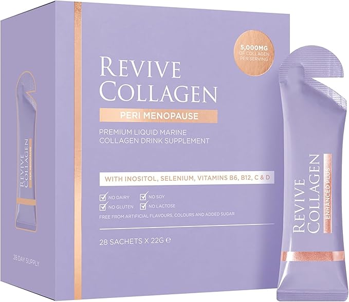 Revive Collagen Perimenopause — Hydrolyzed Marine Collagen Drink for Women, 5,000MG, Inositol, Selenium, Vitamin B6-B12, C & D, Supports Skin Health, Reduces Fatigue, Passionfruit Flavour — 28 Sachets