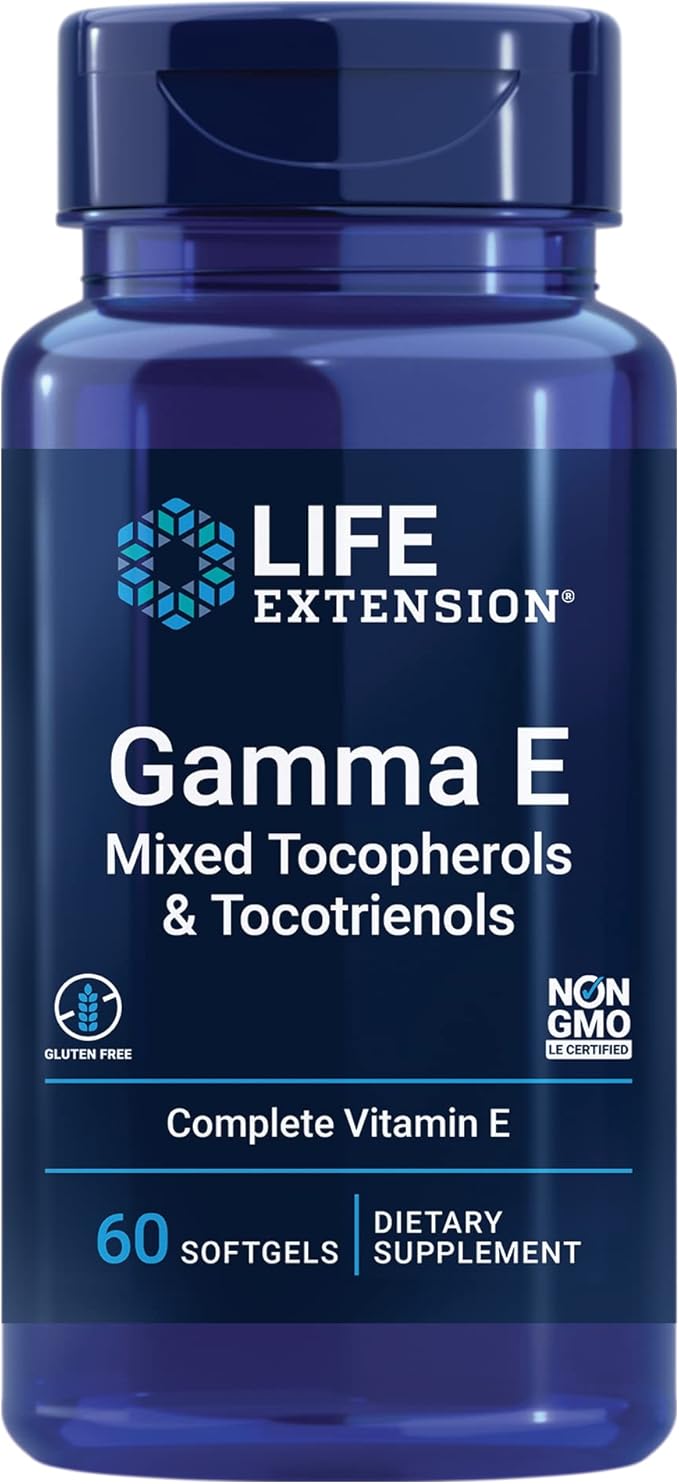 Life Extension Gamma E Mixed Tocopherols & Tocotrienols – Complete Vitamin E Spectrum, Antioxidant Protection – Non-GMO, Gluten-Free – 60 Softgels
