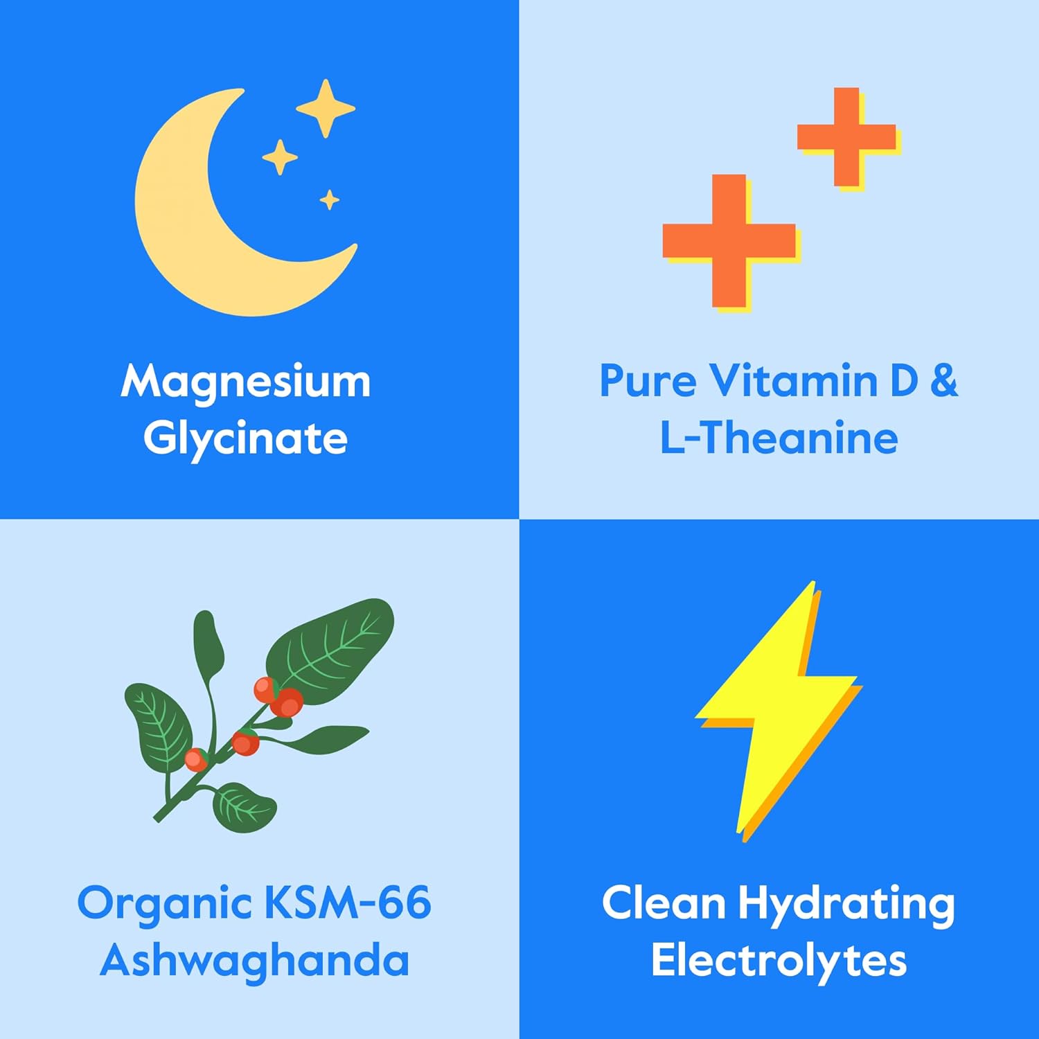 Nectar Calm Magnesium Glycinate Drink Mix - Sugar Free & Zero Calorie - with Organic Ashwagandha, Vitamin D, L-Theanine, Hydrating Electrolytes - Relax, Focus & Calm - Non-GMO (Lemon 30 Sticks)