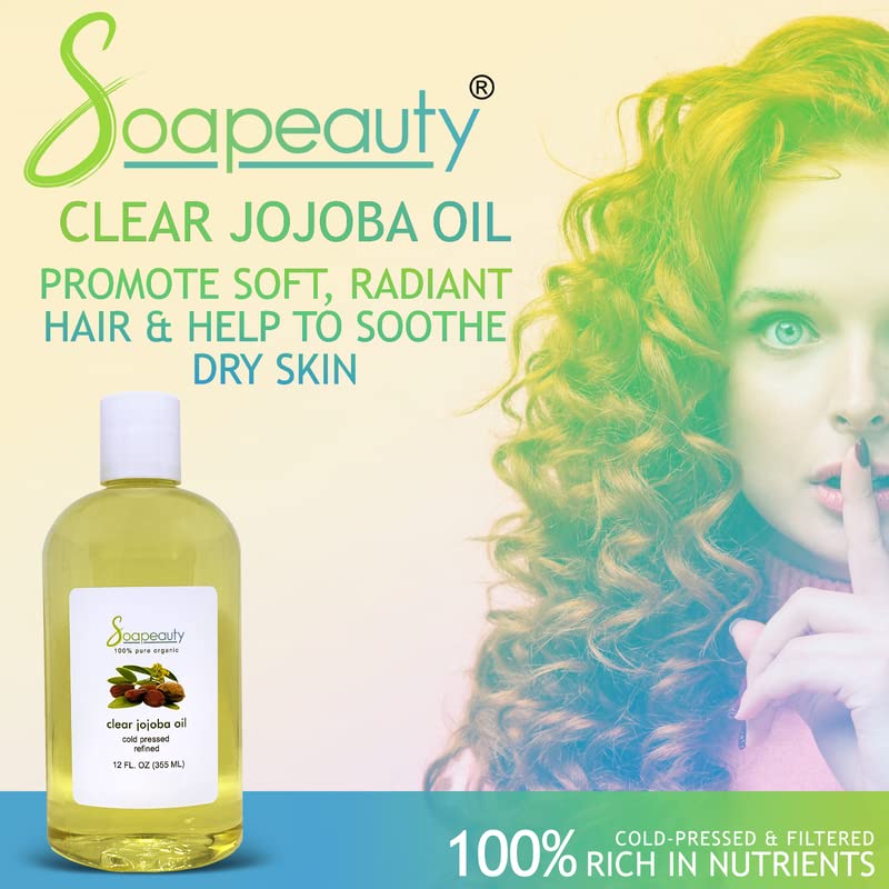 Soapeauty Clear Jojoba Oil | 100% Pure & Natural | Refined, Cold Pressed, Hexane Free | Moisturizing Oil for Skin, Face, Hair & Nails | 4 fl oz