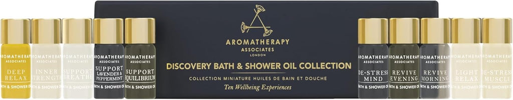 Aromatherapy Associates Essential Oil Blends – Luxury Shower and Body Oils for Dry Skin, Daily Aromatherapy Care for Men & Women, 10-Pack (0.10 fl oz Each) in Decorative Gift Box