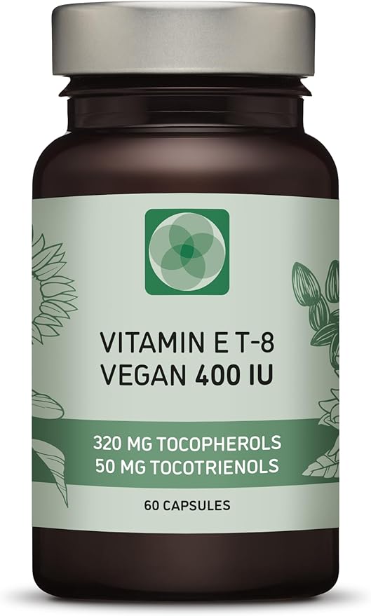 Vitamin E - All 8 Tocopherols + Tocotrienols 400 IU Vegan - Alpha Tocopherol/Tocotrienol + Beta Tocopherol/Tocotrienol + Gamma Tocopherol/Tocotrienol + Delta Tocopherol/Tocotrienol (60)