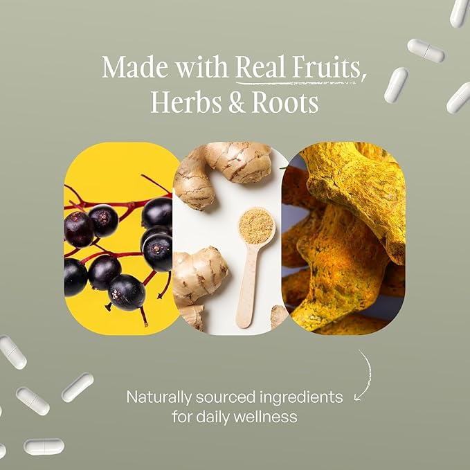 SUBSTANCE. Nature’s Vitality Daily D3 Boost Supplement - Vitamin D3, Zinc, Elderberry, Turmeric & Ginger - Immune Support & Bone Health - 90 Capsules