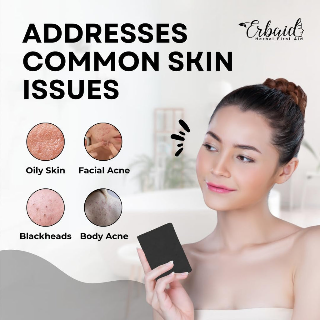 Charcoal Soap – Natural Activated Charcoal Black Soap Bar – Exfoliating Face & Body Wash for Dry, Sensitive, Oily Skin – Facial Cleanser with Bentonite Clay for Acne, Blackheads, & Scars, Made in USA