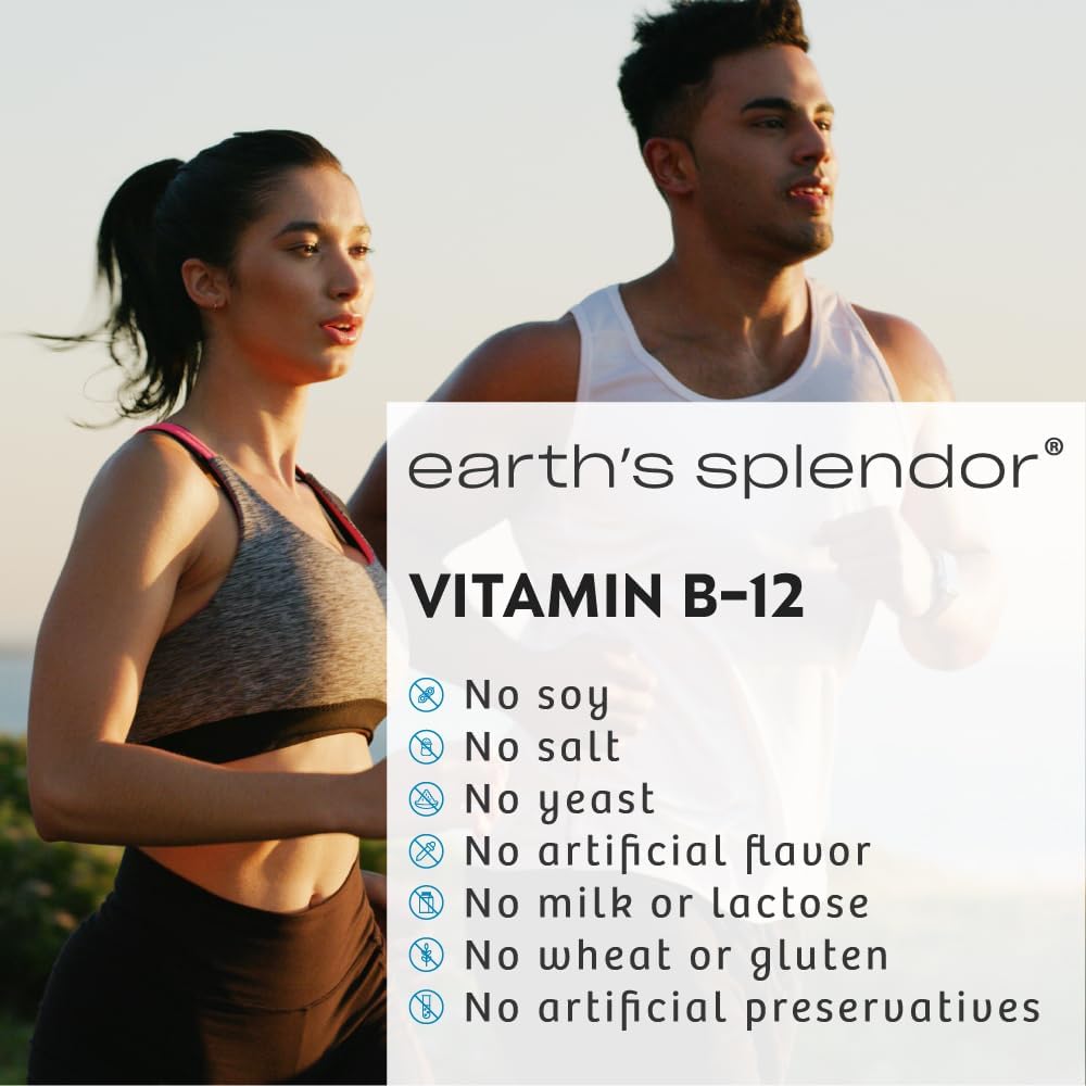 Earth's Splendor Energy Supplements, with Vitamin B12, No Artificial Color or Flavor, Gluten Free, Energy Metabolism Support (1000mcg, 200 Tablets)