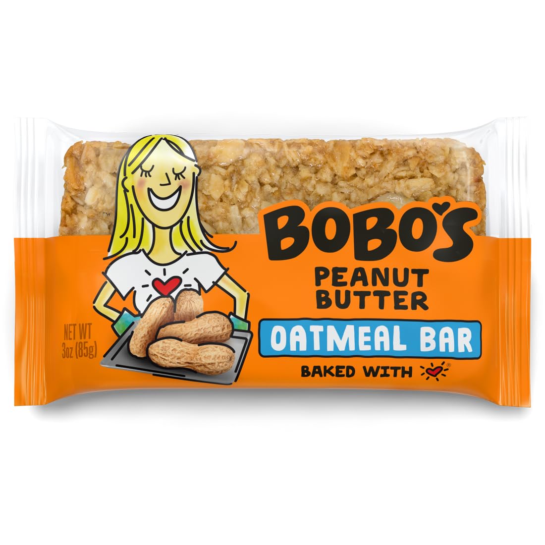 Bobo's Peanut Butter Oat Bars, Gluten Free, Non-GMO, Whole Grain Oats, Pack of 12 | Snack Bars | On-the-Go | Made with Simple Ingredients