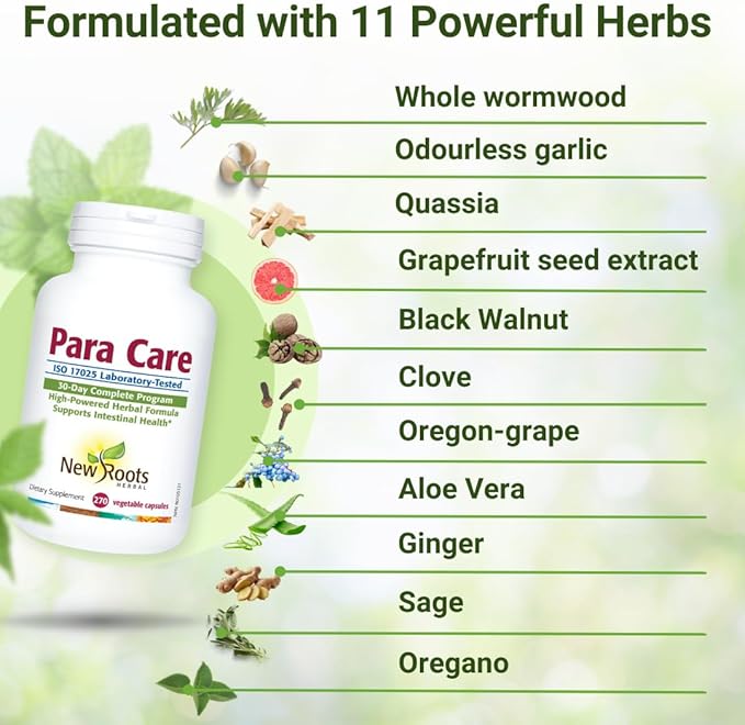 NEW ROOTS HERBAL para Care Cleanse and Detox Supplement | 11-in-1 Formula with Black Walnut, Wormwood | Herbal Formula, Supports Intestinal Health (270 Vegetable Capsules)