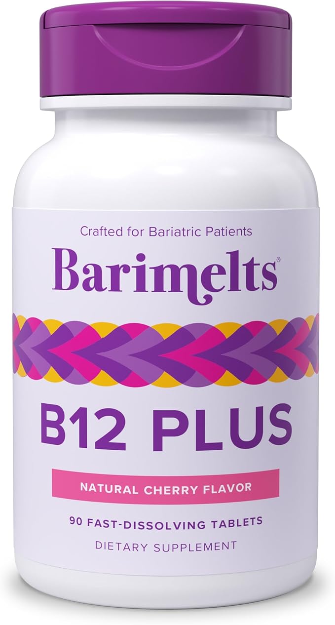 BariMelts Vitamin B12 Plus, 90 Fast-Dissolving Tablets (3-Month Supply), Sugar-Free Bariatric Vitamins for Women, Includes B12, B6, Folate and Biotin, Natural Cherry Flavor