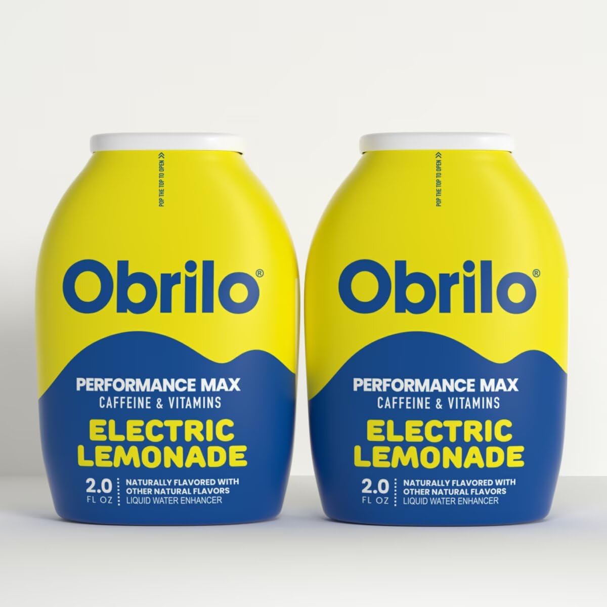 Obrilo Performance Energy Dye Free Water Enhancer - L-Theanine + Taurine + Vitamin Complex + Ginseng + Guarana Seed, 2.0 Fl. Oz. x 2 Bottles (Electric Lemonade)