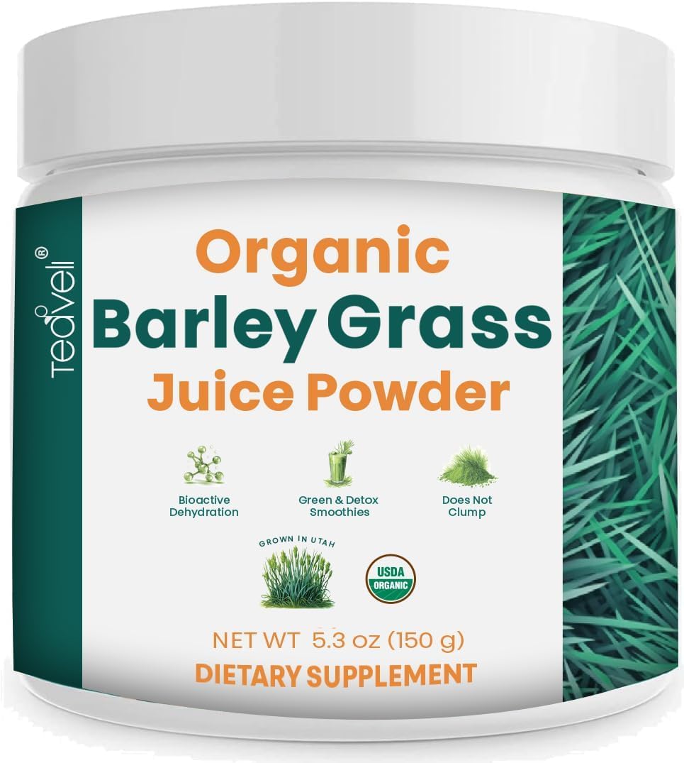 Organic Barley Grass Juice Powder– Utah Grown Raw Barley Grass Juice Extract & Green Juice Powder for Detox- Complements Wheatgrass Juice- Made to EverRaw® Standard with BioActive Dehydration™- 5.3 oz