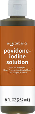 Amazon Basics First Aid Antiseptic, 10% Povidone Iodine Solution First Aid Antiseptic, Unflavored, 8 Fluid Ounces, 1-Pack (Previously Solimo)