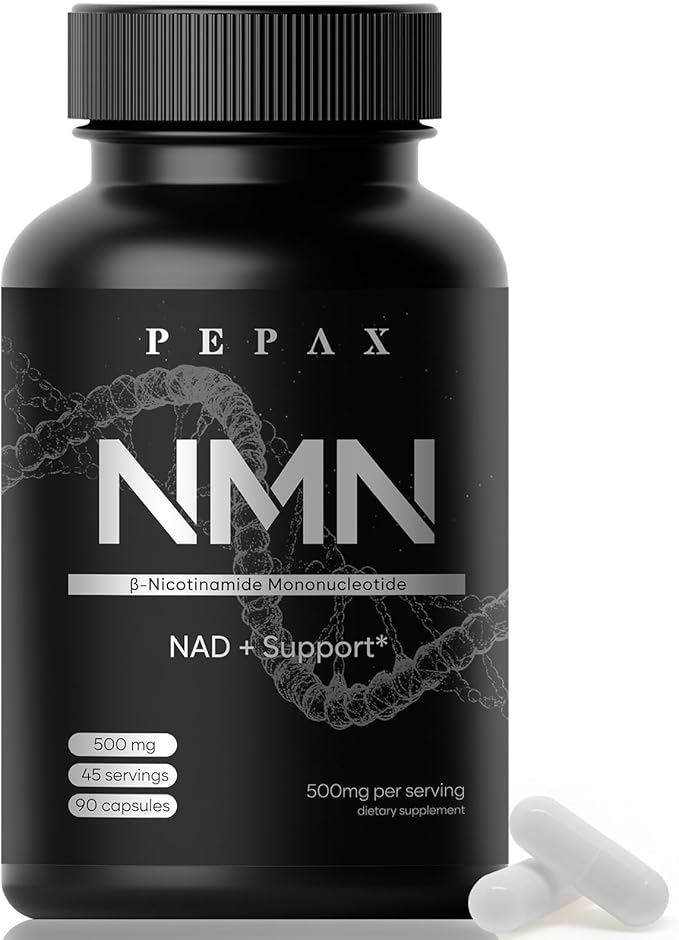 NMN 500mg Supplement -High Purity Nicotinamide Mononucleotide for NAD+,90 Capsules (45-Day Supply)-Made in USA, cGMP Certified,Cellular Energy, Anti-Aging, DNA Repair & Brain Support