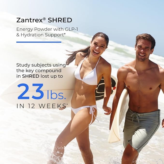 Zantrex Shred – Clean Energy Drink Powder – GLP-1 Support Supplement – Appetite Support, Weight Management, Hydration Support, Fat Burning, Metabolism Support - 200mg Caffeine - Colada Kick, 30 SVG.