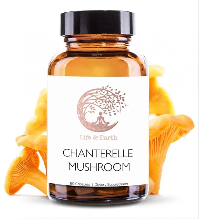 Life & Earth Chanterelle Capsules — Wild Chanterelle Herbal Powder — 700 mg — 60 Capsules — Traditional Ayurvedic Herbal Product