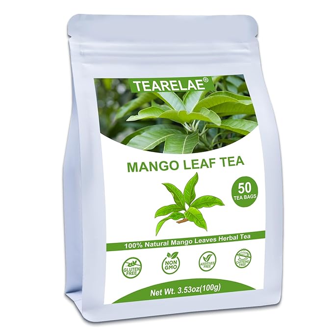 TEARELAE - Mango Leaf Tea Bags - 50 Count - Premium Mango Leaves - Natural Herbal Tea for Digestive Health - Non-GMO - Caffeine-Free