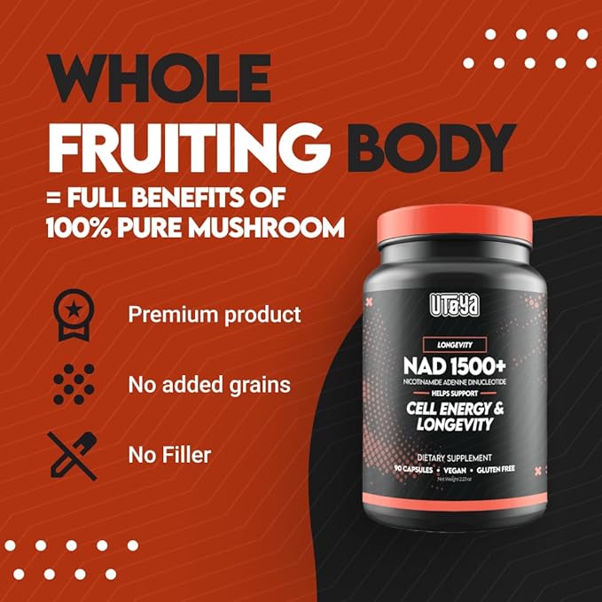 UTOYA NAD 1500+ Nicotinamide Riboside Supplements - Trans-Resveratrol Supplement Supports Cellular Energy Metabolism & Repair, Vitality, Healthy Aging - Vegan/Gluten Free - 90 Capsules