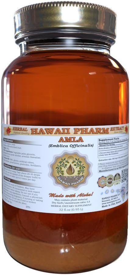 Amla Liquid Extract, Organic Amla (Emblica Officinalis) Tincture 32 oz Unfiltered