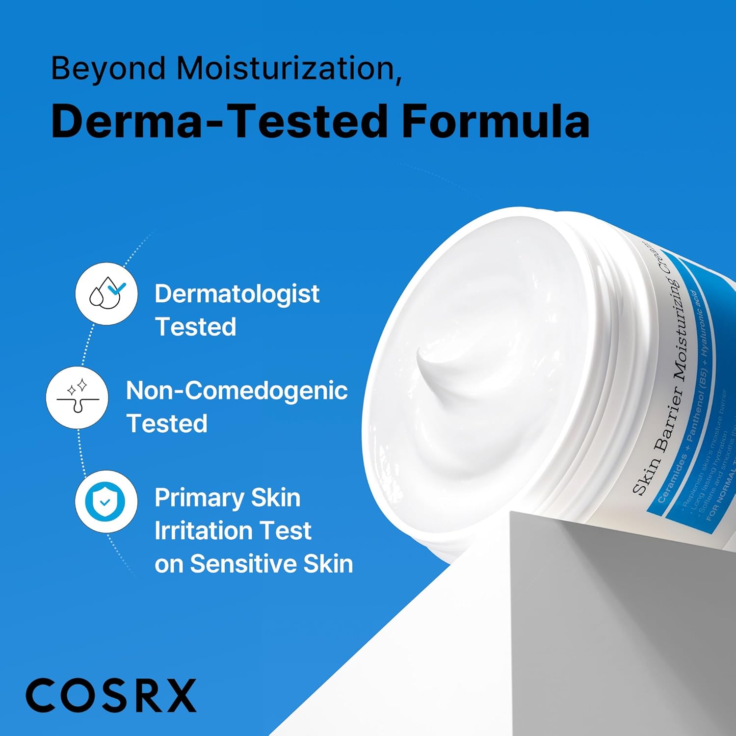 COSRX Barrier Moisturizing Cream - Body and Face Moisturizer for Dry Skin with Ceramide & Hyaluronic Acid, Unscented Hydrating Body Lotion, 15.2 fl.oz, Korean Skin Care, Stocking Stuffers