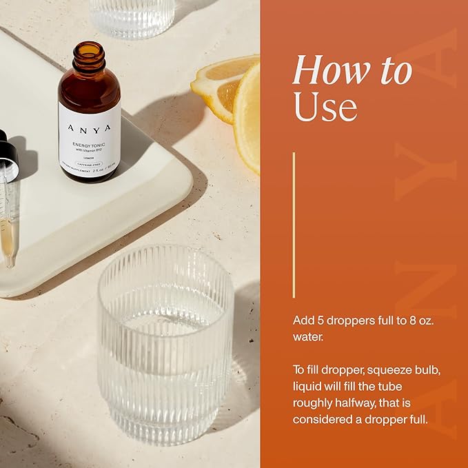 ANYA Postpartum - Energy Drops (2 fl oz, 15 Servings), Rich in Vitamin B12 and Chromium for Women, Caffeine-Free, Supports Healthy Energy Levels, Non-GMO, Gluten Free