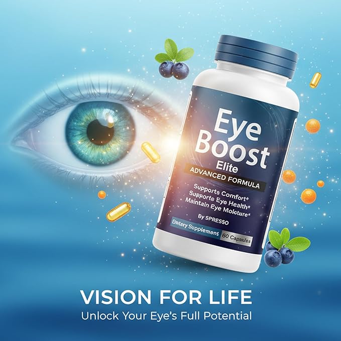 (1 Pack) Eye Boost Elite Capsules, Official EyeBoost Supplement Pills with Premium Ingredients, All Natural Advanced Formula Support for Clear Vision, Optimal Health & Visual Wellness (60 Capsules)