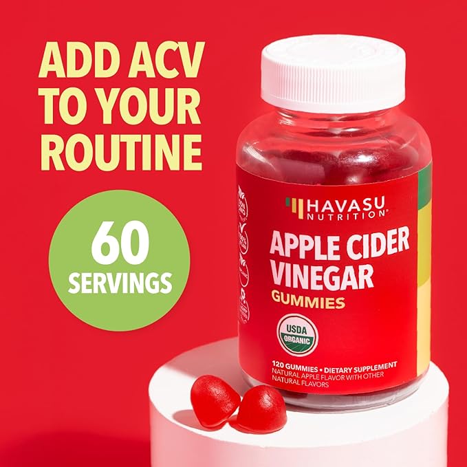 Apple Cider Vinegar Gummies - Organic ACV Vitamins for Digestive Health, Metabolism & Gut Support - 120 Count - Vegan, Non-GMO, Gluten-Free - Delicious Flavor & No Harsh Taste - 2 Month Supply