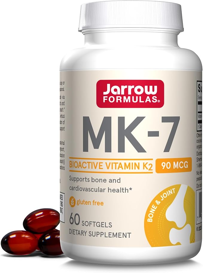Jarrow Formulas MK-7 90 mcg - Bioactive Form of Vitamin K2-60 Servings (Softgels) - for Bone & Cardiovascular Health - Vitamin K2 MK-7 Dietary Supplement - Gluten Free