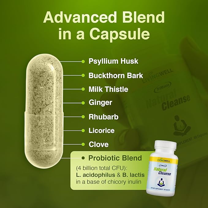 Natural Daily Detox Cleanser - Colon Cleanser for Weight Flush, Bowel Movement Supplements for Stomach Bloating, Promotes Digestive Health, Premium Cleanse Formula for Men and Women, 60 Count